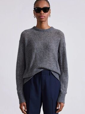 Apiece Apart Tissue Weight Cashmere Silk Sweater Charcoal XXS